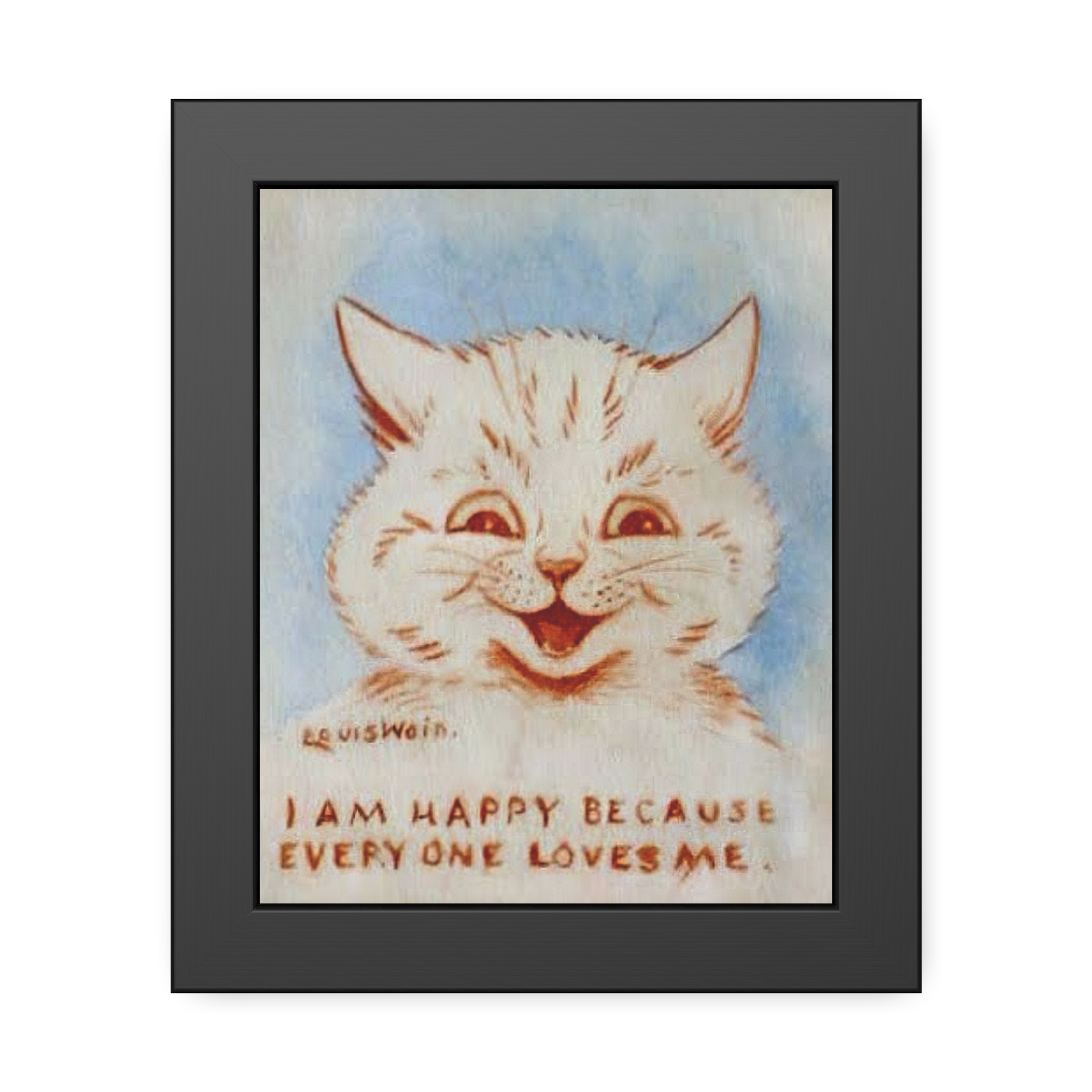 Louis Wain - 'Happy Cat' 8"x10" Framed Print